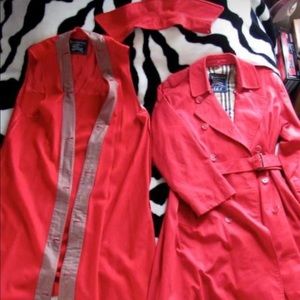 Red Burberry womans Trench Coat with accessories